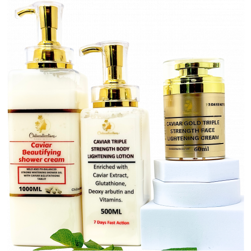 CAVIAR TRIPLE STRENGTH BODY LIGHTENING LOTION SET:                      7Days Action